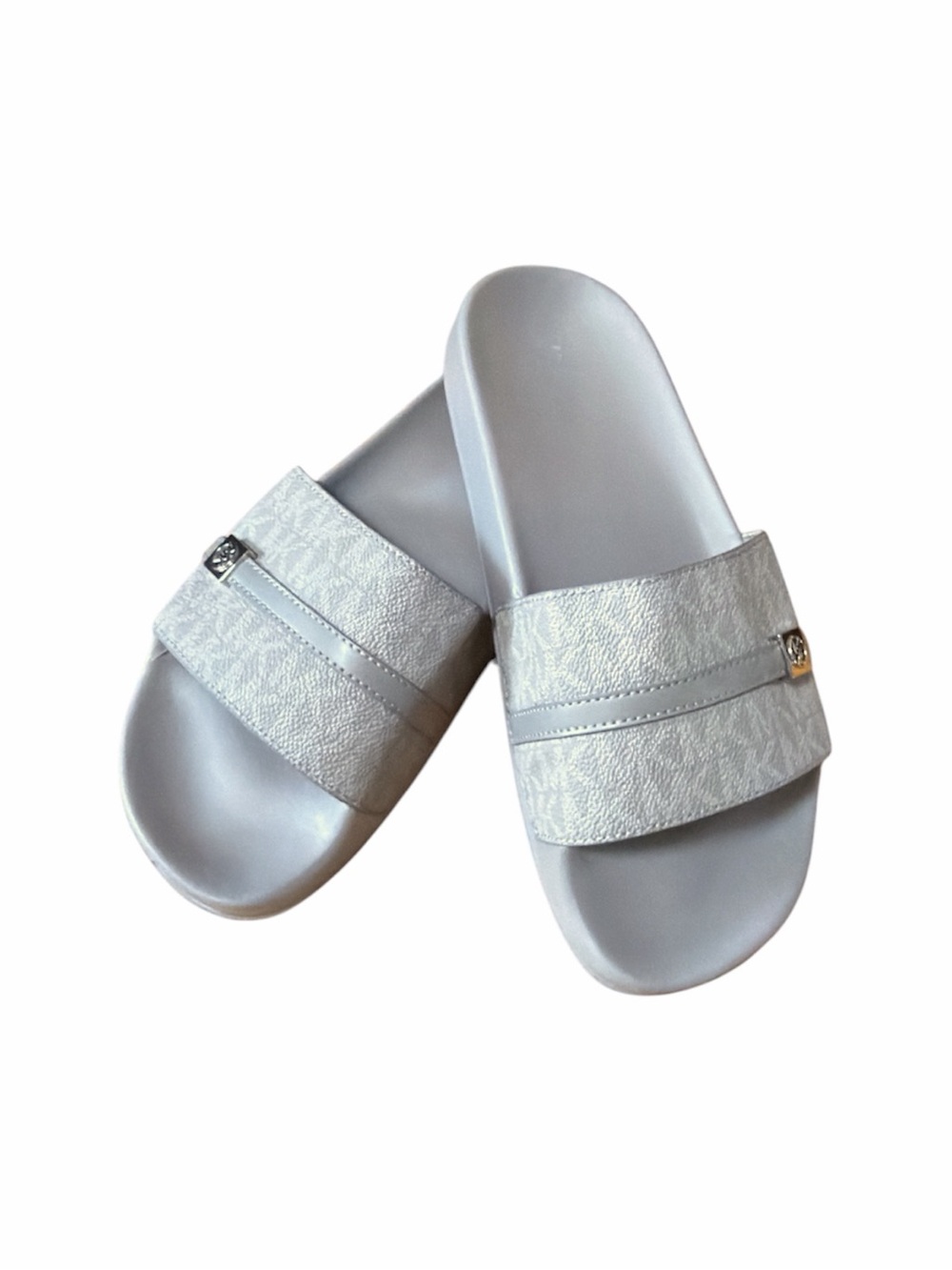 Silver Slide Sandals - Comfortable Everyday Slip-Ons Size 7